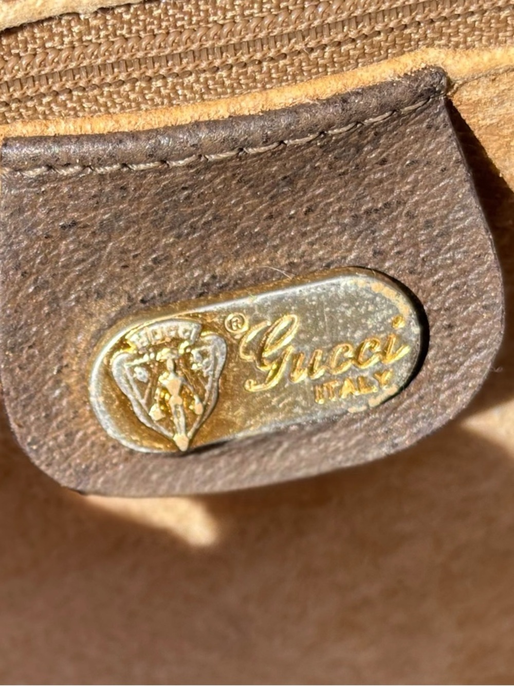 Authentic Gucci Beige and Brown GG Supreme Crossbody with Chain Strap & Charm. - Picture 10 of 11
